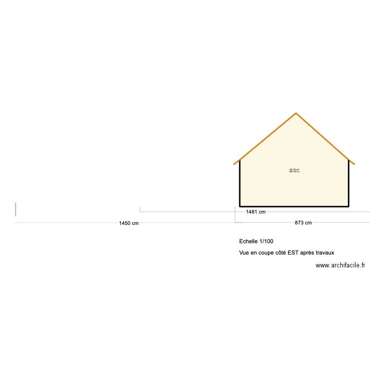 Plan de coupe Maison DP3. Plan de 1 pièce et 31 m2