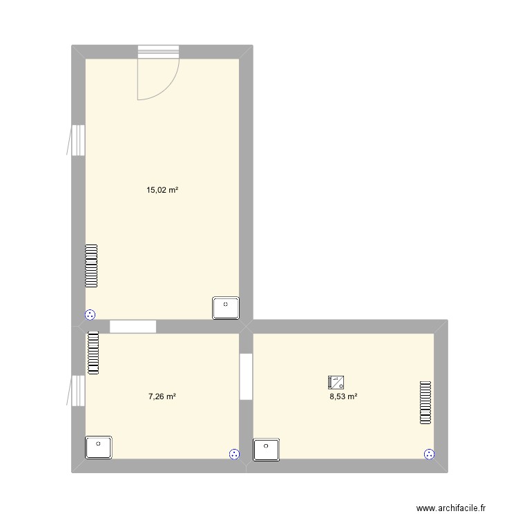 Bibliothèque, travail à noah. Plan de 3 pièces et 31 m2