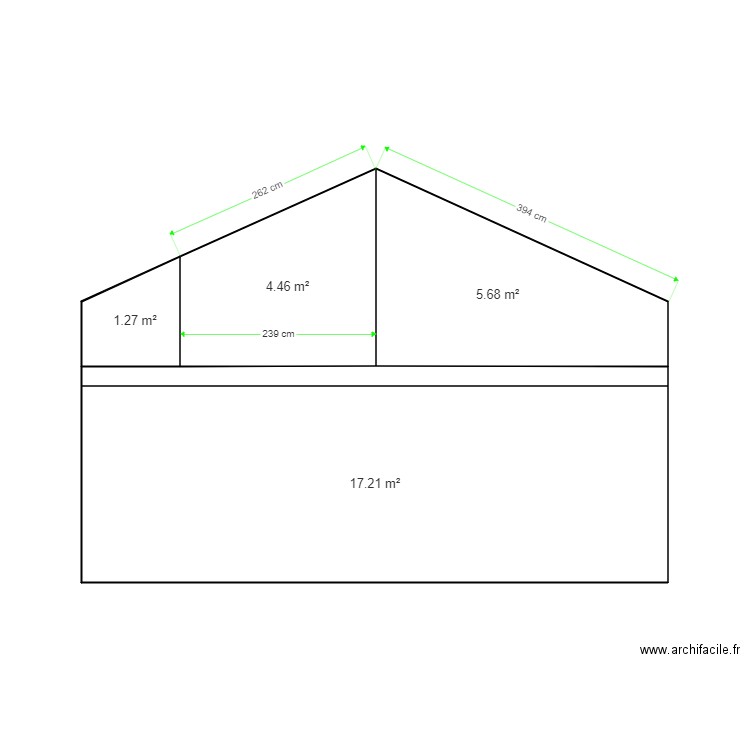 colange grenier. Plan de 4 pièces et 29 m2