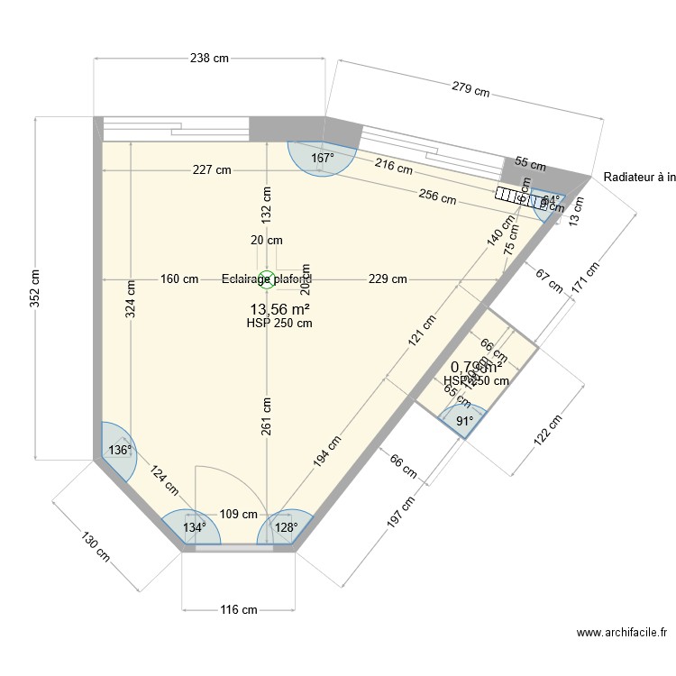 CHAMBRE 2. Plan de 2 pièces et 14 m2