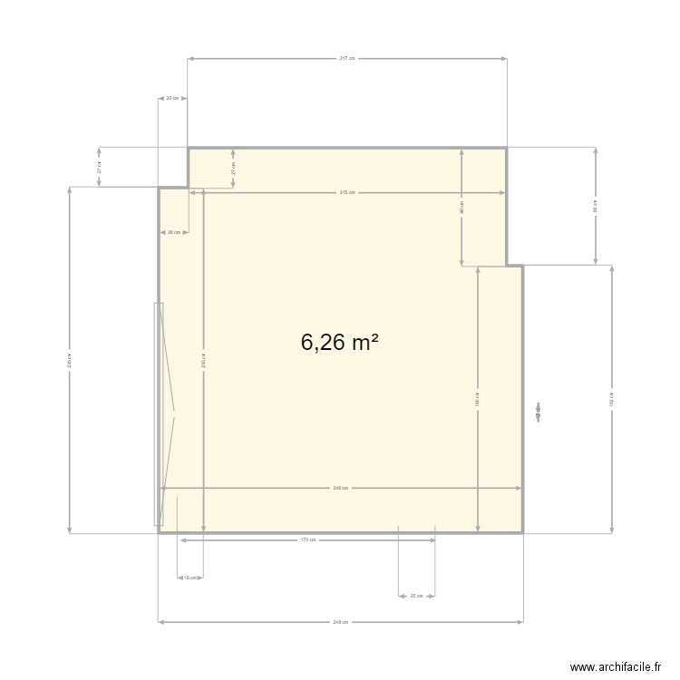 PROJET SALLE DE BAIN plafond. Plan de 1 pièce et 6 m2