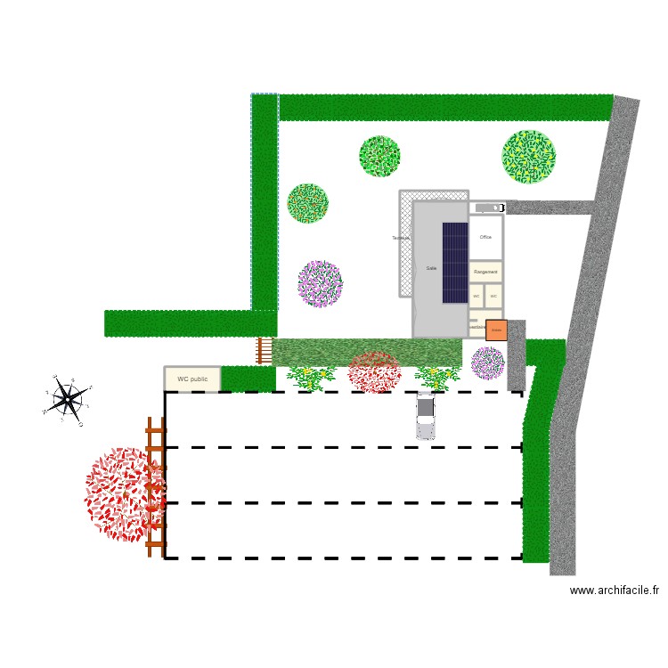 salle des fetes. Plan de 9 pièces et 19 m2