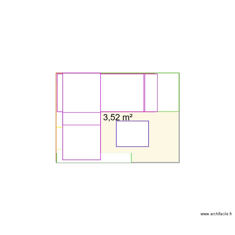 van. Plan de 1 pièce et 4 m2