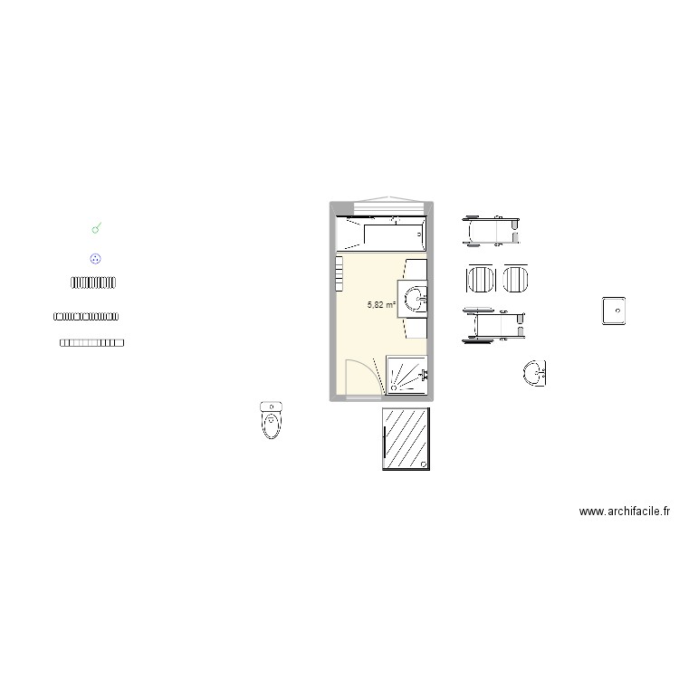 Général PMR. Plan de 1 pièce et 6 m2