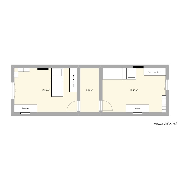 1ER ETAGE. Plan de 3 pièces et 40 m2