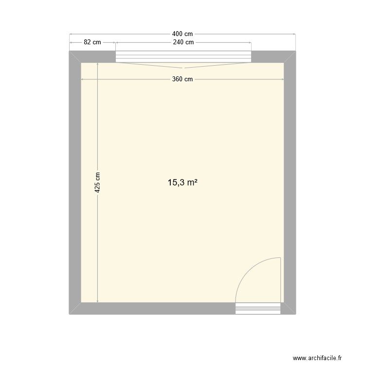 Pour Kami. Plan de 1 pièce et 15 m2