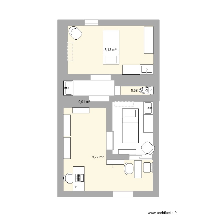 Vente. Plan de 4 pièces et 19 m2