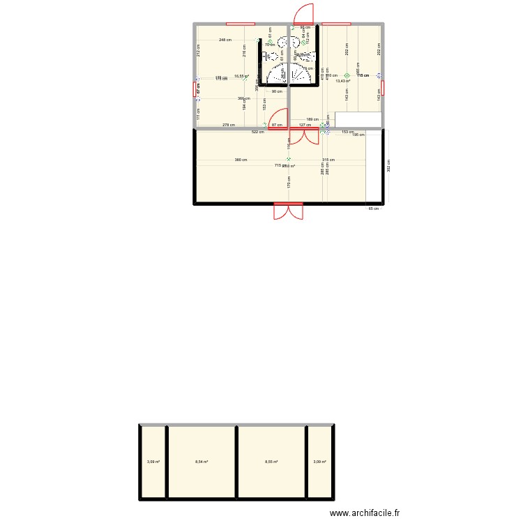 PLASTIC. Plan de 8 pièces et 80 m2