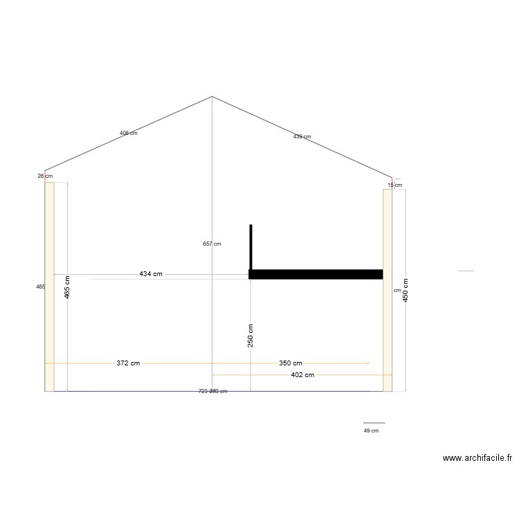 facae est extension. Plan de 0 pièce et 0 m2