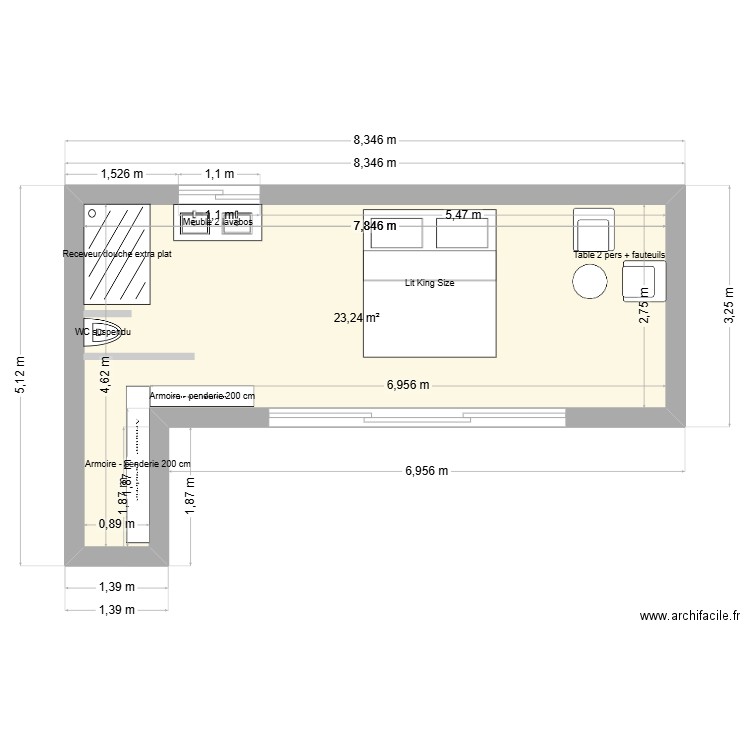 projet gael2. Plan de 1 pièce et 23 m2