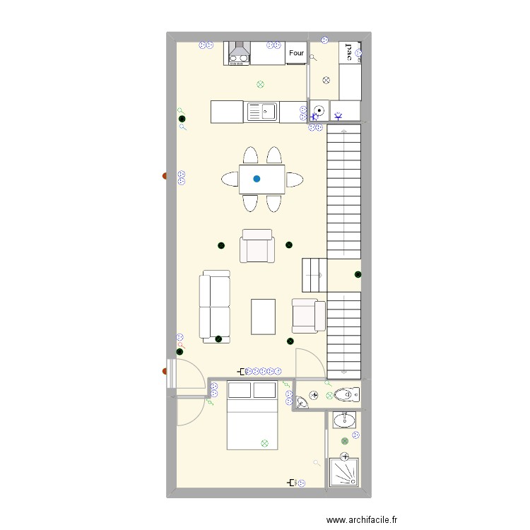 rez de chaussé appartement 2 rogeon. Plan de 5 pièces et 61 m2