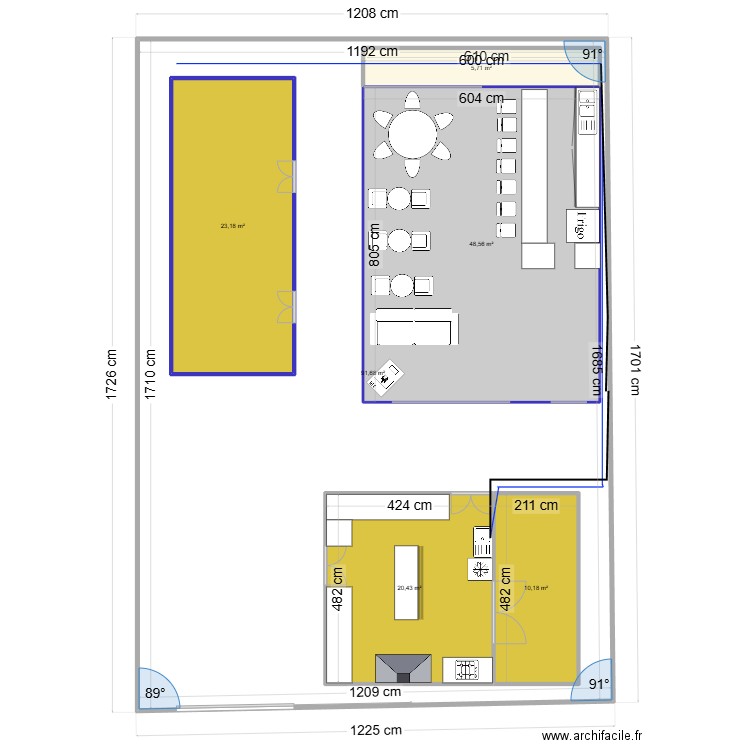 PLAN DU LOCAL001. Plan de 6 pièces et 312 m2