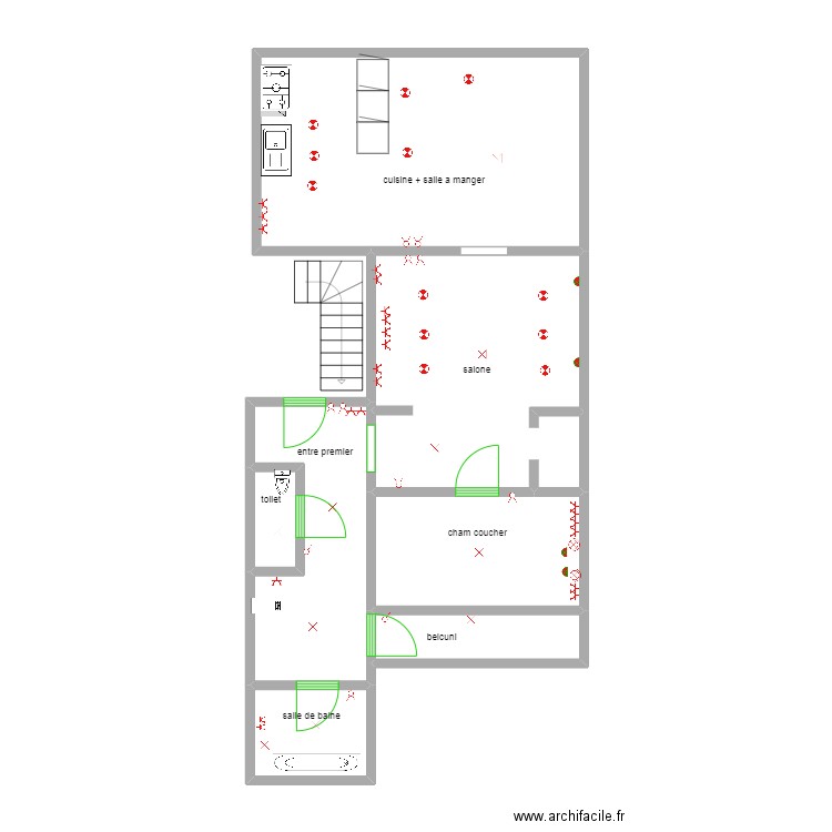 sheraz. Plan de 7 pièces et 66 m2