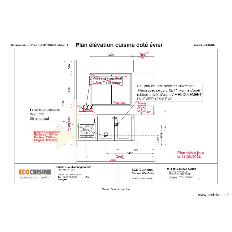 Plan Cuisine élévation côté évier. Plan de 0 pièce et 0 m2