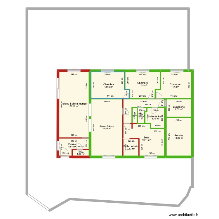 Plan Extension Janvier 2025. Plan de 15 pièces et 142 m2