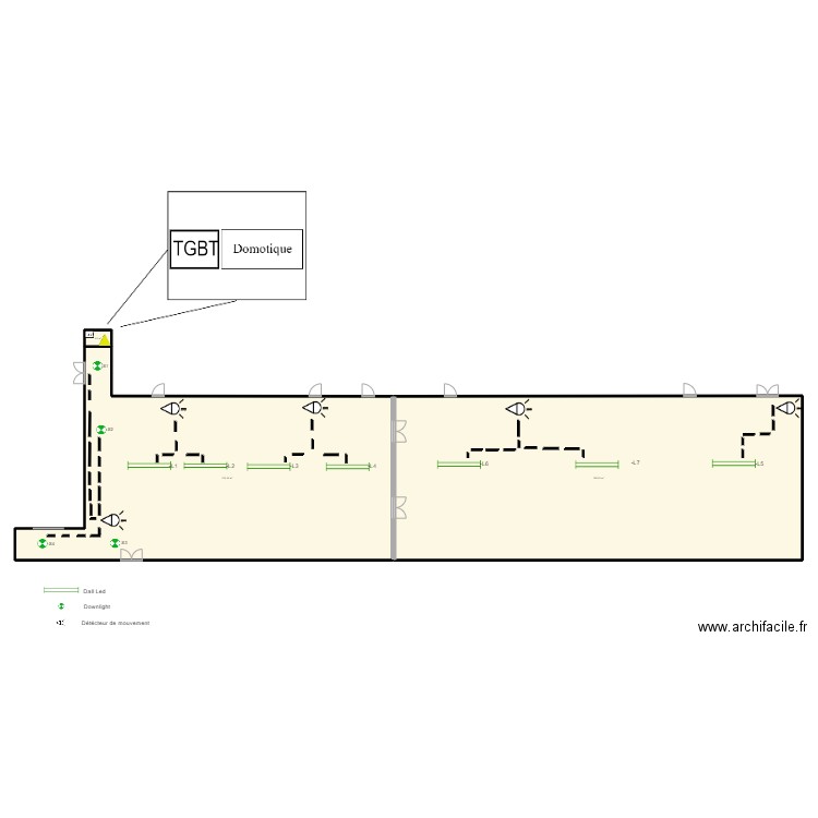 Couloir CPI. Plan de 3 pièces et 527 m2