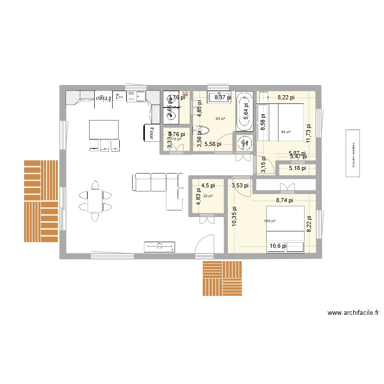 plan. Plan de 9 pièces et 69 m2