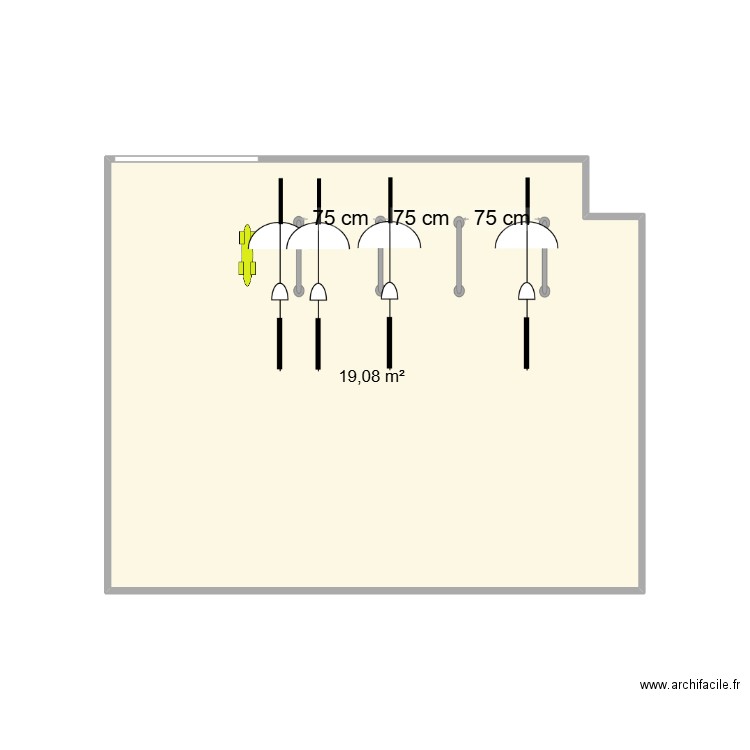 renoir. Plan de 1 pièce et 19 m2