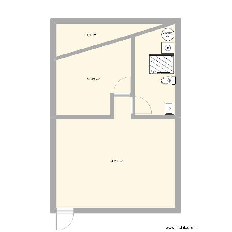 architecte. Plan de 4 pièces et 46 m2