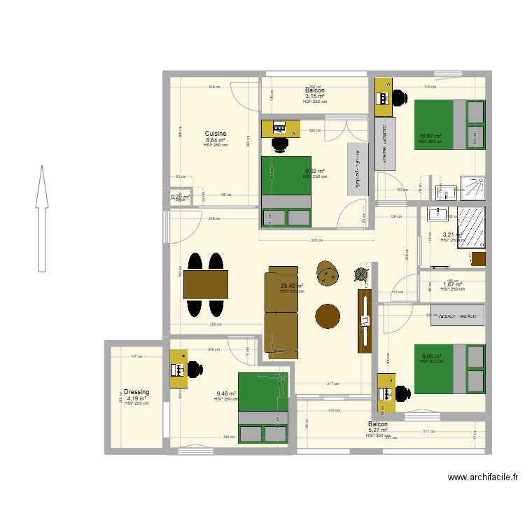 Toulon v2. Plan de 12 pièces et 90 m2