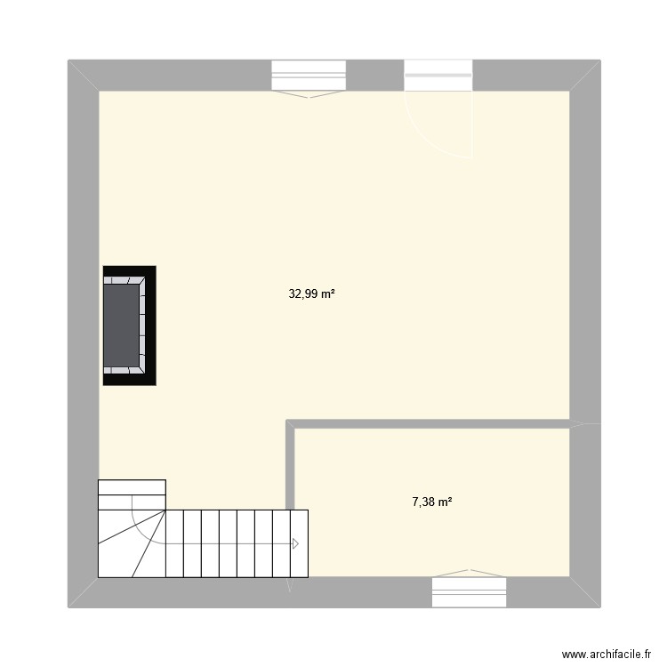 maison. Plan de 2 pièces et 40 m2