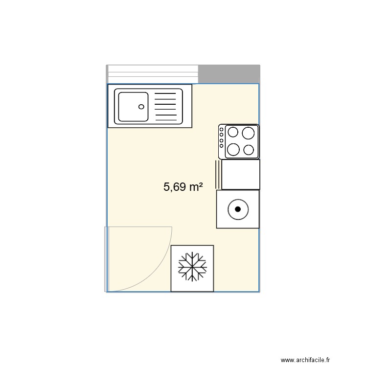 LAFONTAINE. Plan de 1 pièce et 6 m2