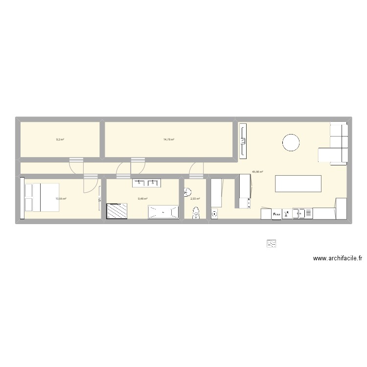 projet. Plan de 6 pièces et 93 m2