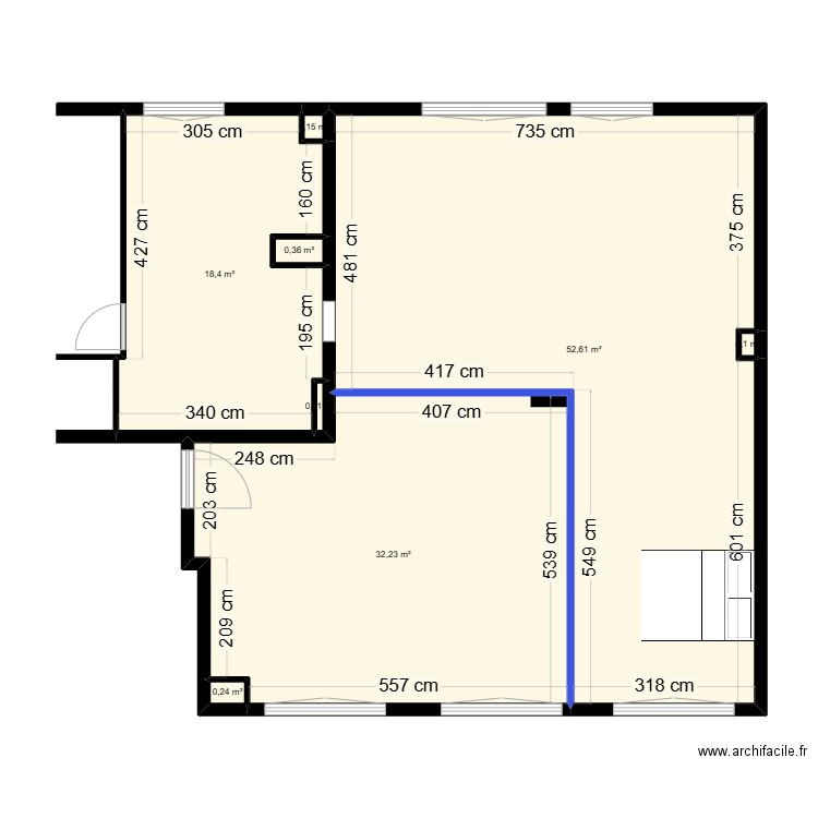 Draft aménagement. Plan de 8 pièces et 104 m2