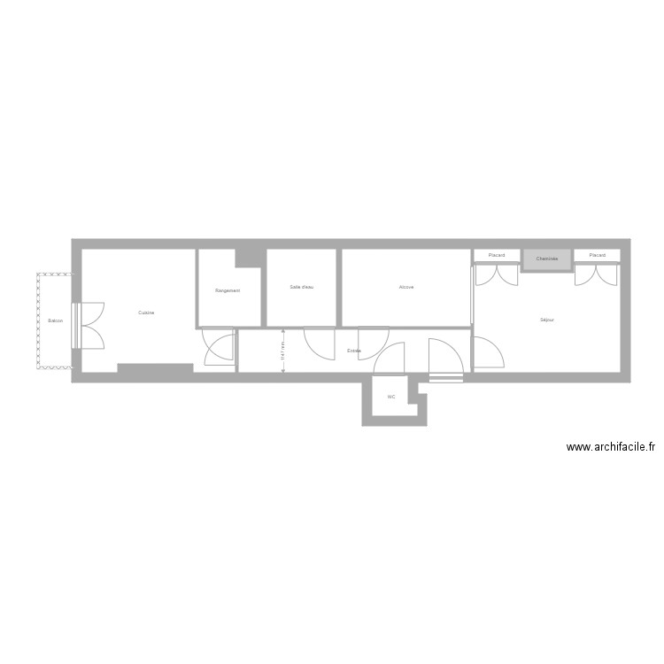 Cornaton. Plan de 13 pièces et 47 m2