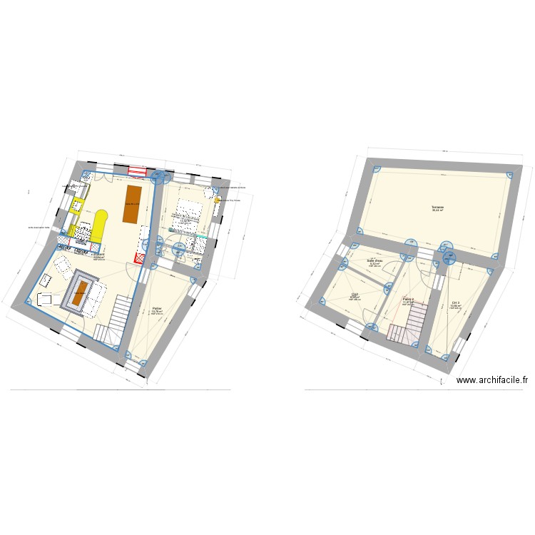 11ter_plan_projet WC séparé_chA1/cabinet Sophrologie_Rivières. Plan de 8 pièces et 139 m2