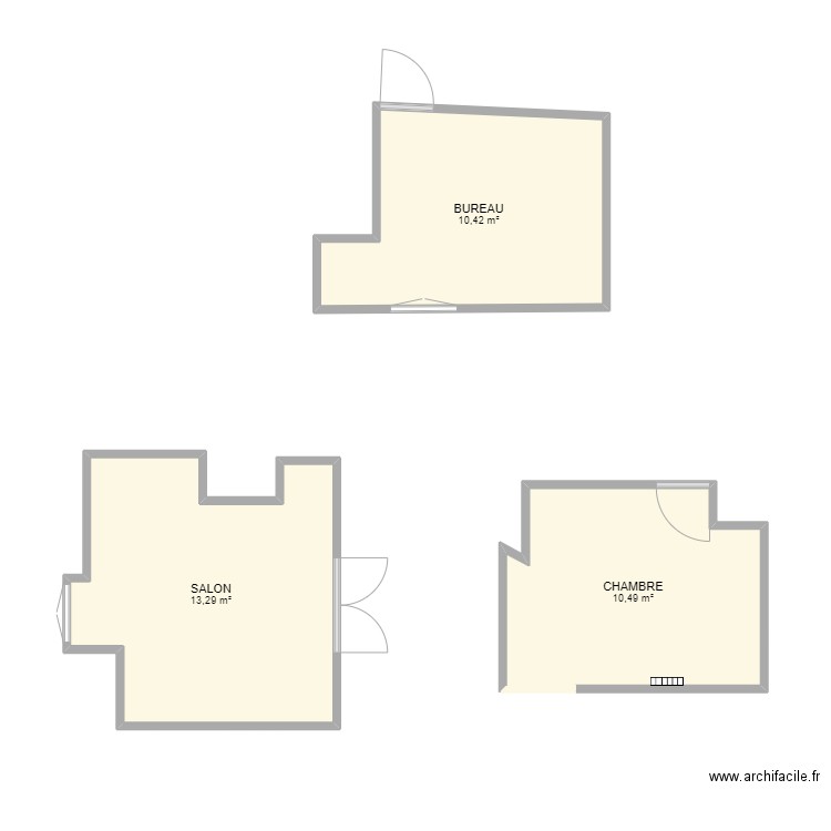 maison. Plan de 3 pièces et 34 m2