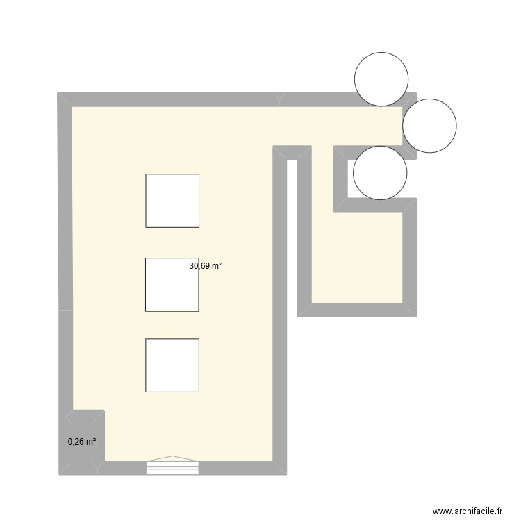 Magasin Bellagio. Plan de 2 pièces et 31 m2