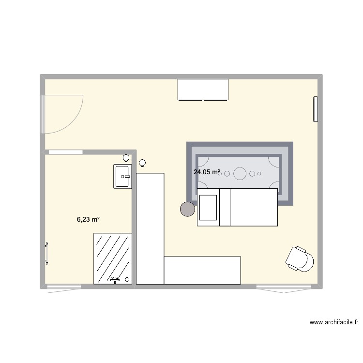 Institut. Plan de 2 pièces et 30 m2