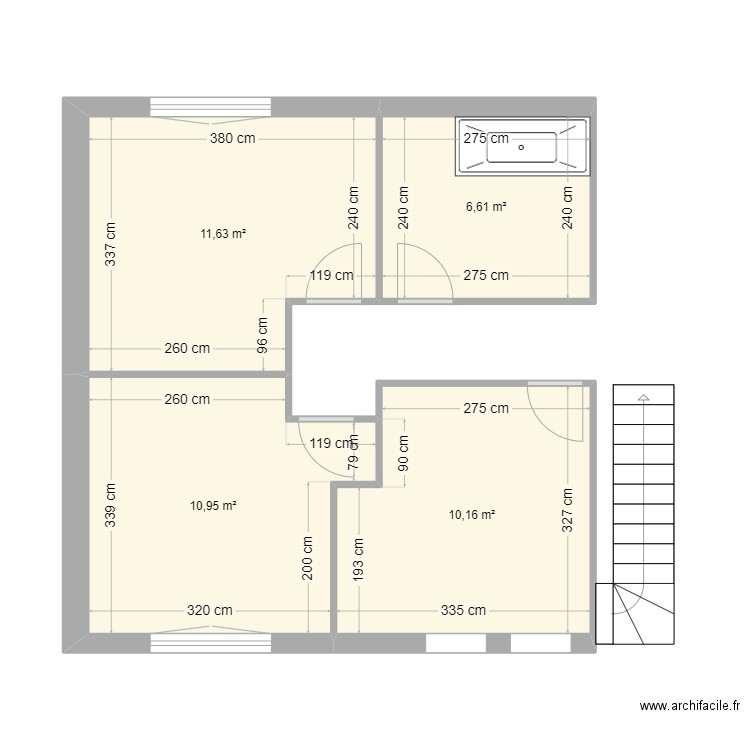 jules ferry 2. Plan de 4 pièces et 39 m2