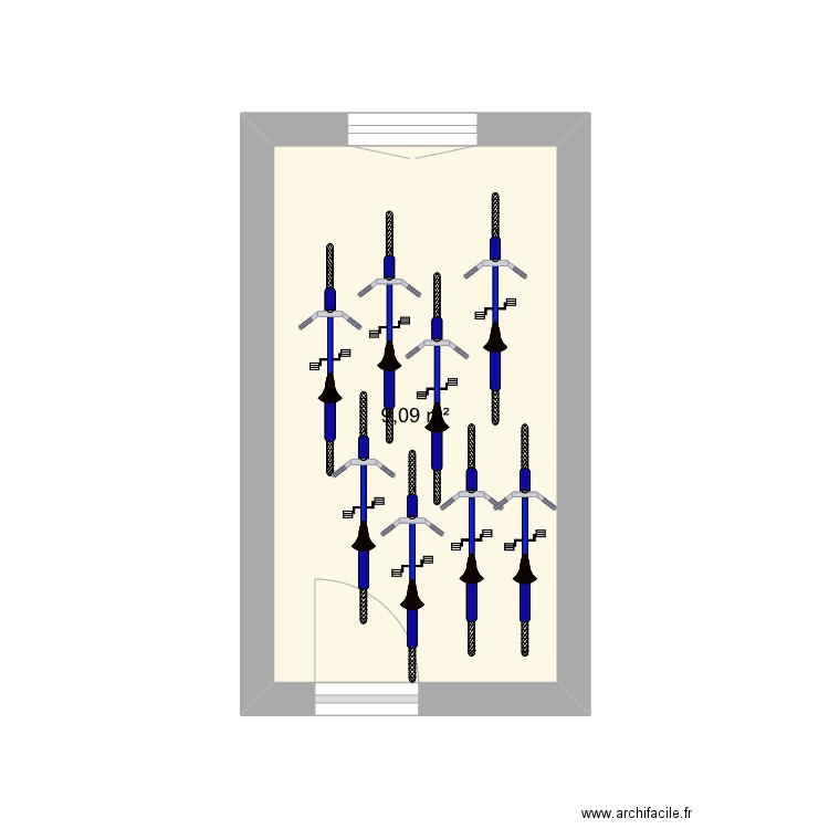 Maison. Plan de 1 pièce et 9 m2