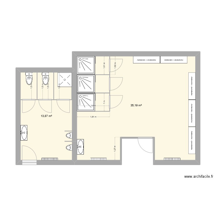 Imeris. Plan de 2 pièces et 49 m2