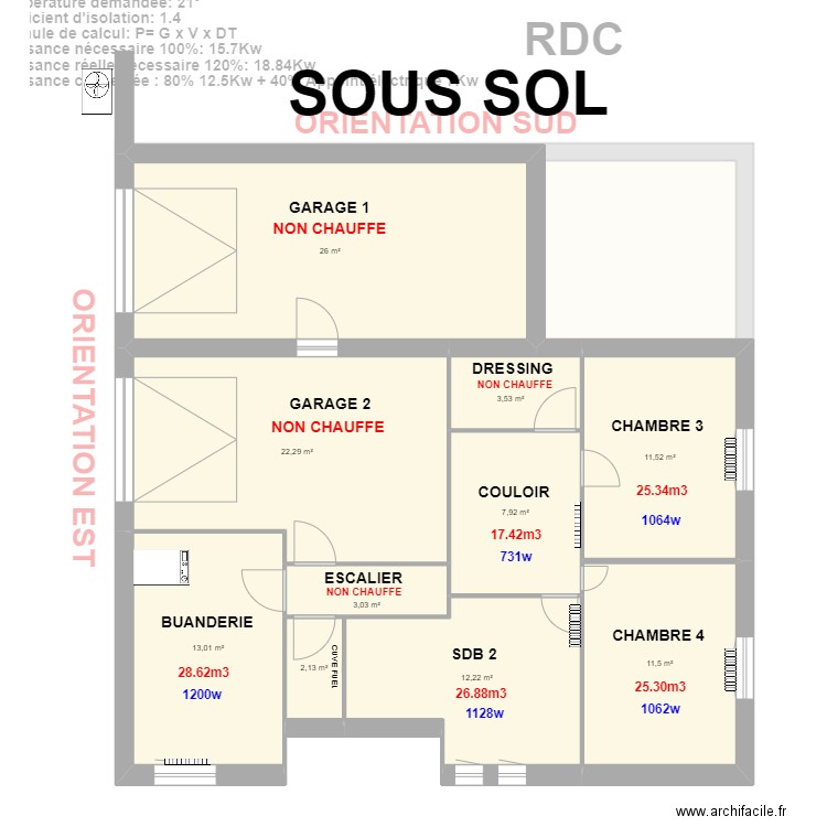 SUD. Plan de 21 pièces et 240 m2