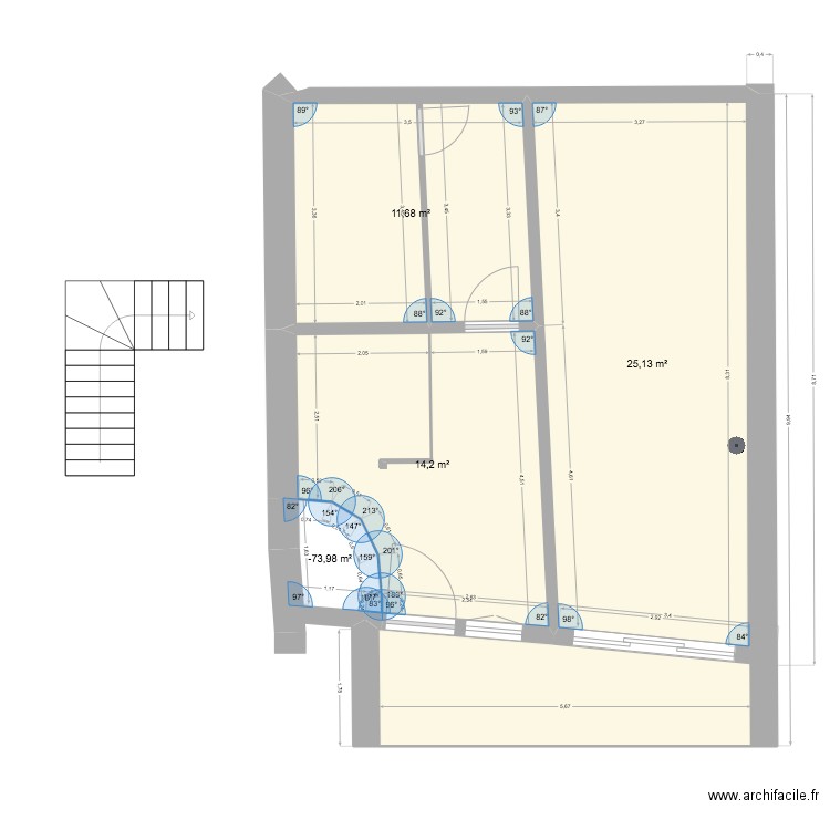 Fontaine RDC. Plan de 4 pièces et 53 m2