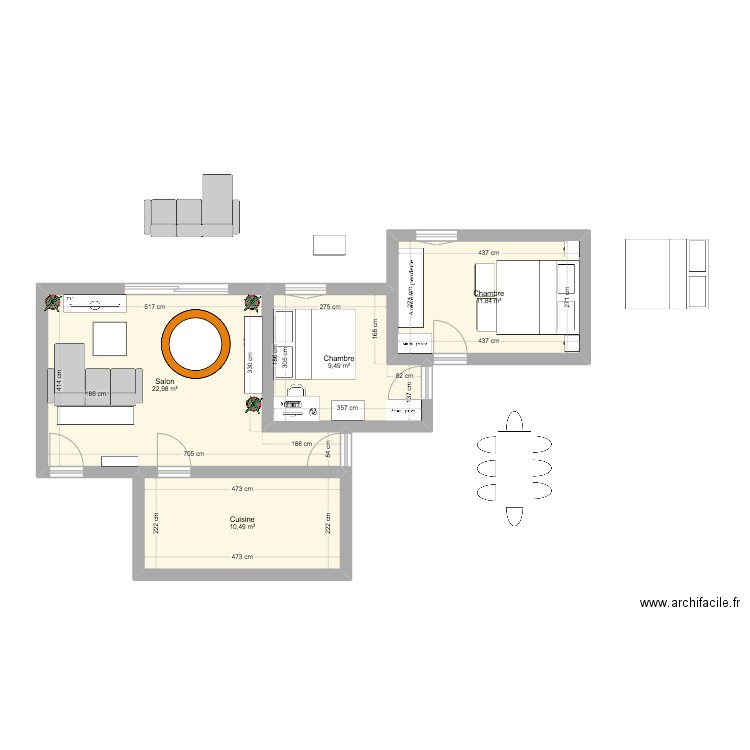 LYON test. Plan de 4 pièces et 55 m2