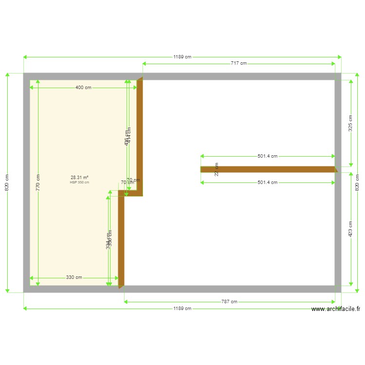 MAISON BRUNO. Plan de 1 pièce et 28 m2