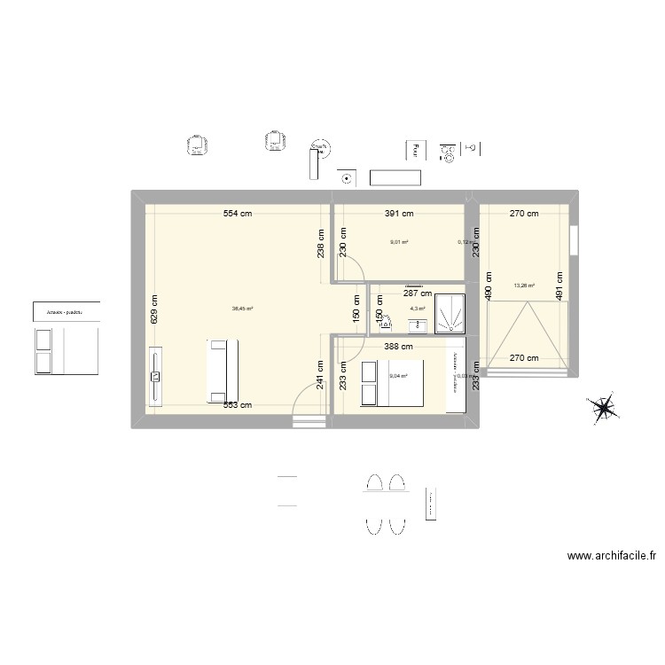 Maison Kerguillo 3. Plan de 7 pièces et 72 m2