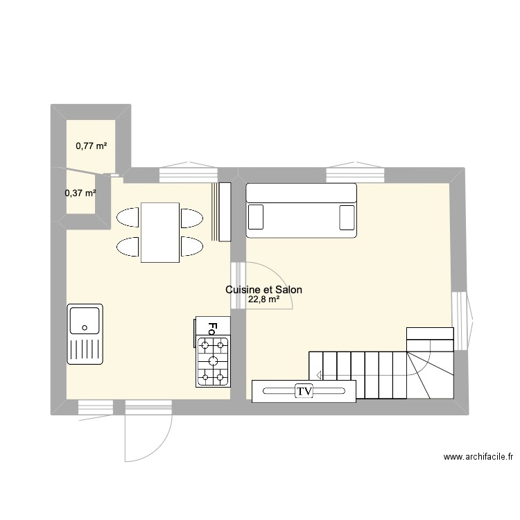 Chalet Sans soucis. Plan de 3 pièces et 24 m2