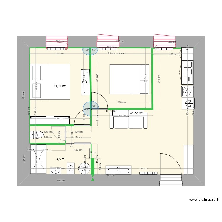 plan    de base  V1. Plan de 4 pièces et 112 m2