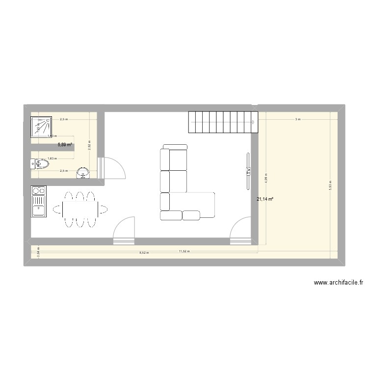 Home dream. Plan de 2 pièces et 27 m2