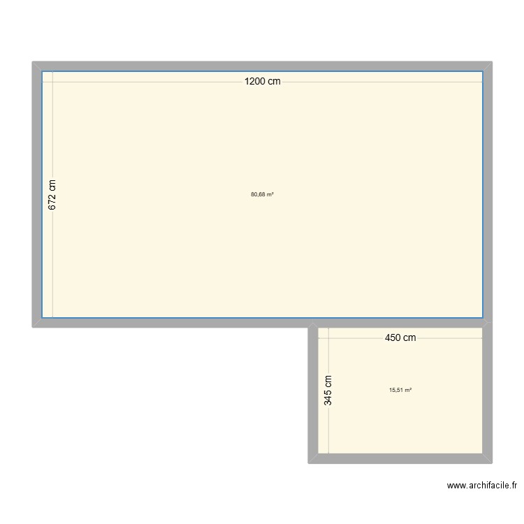 Maison B. Plan de 2 pièces et 96 m2