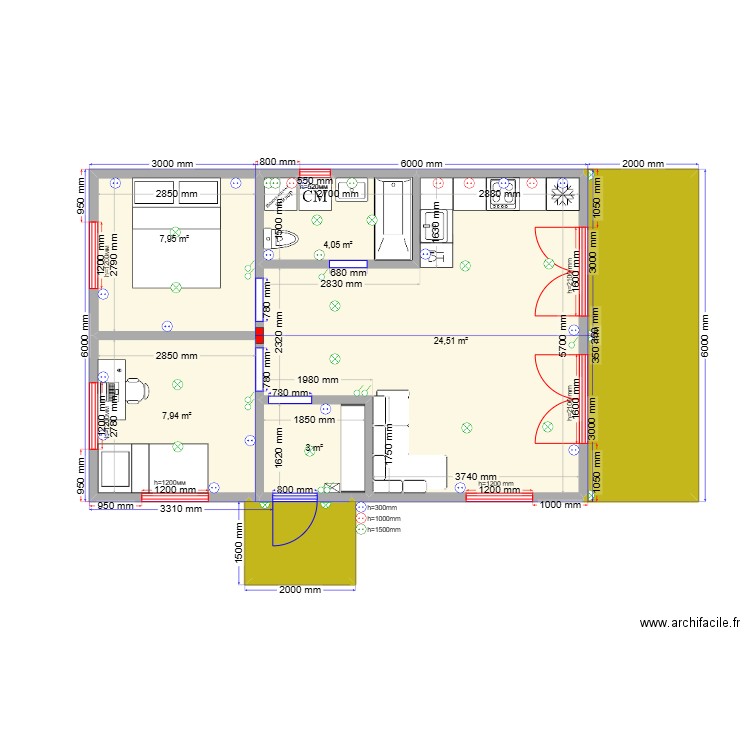 54 Сигнал эл. Plan de 7 pièces et 60 m2