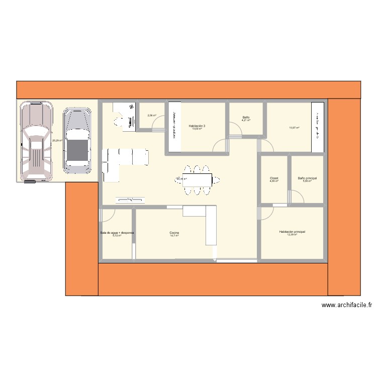 Casa Baraguabel 1. Plan de 11 pièces et 146 m2