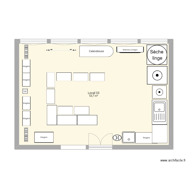 Local 33. Plan de 1 pièce et 54 m2