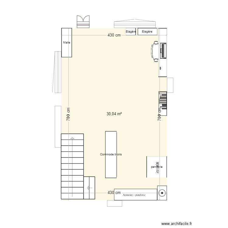 1er étage - actuel. Plan de 1 pièce et 30 m2