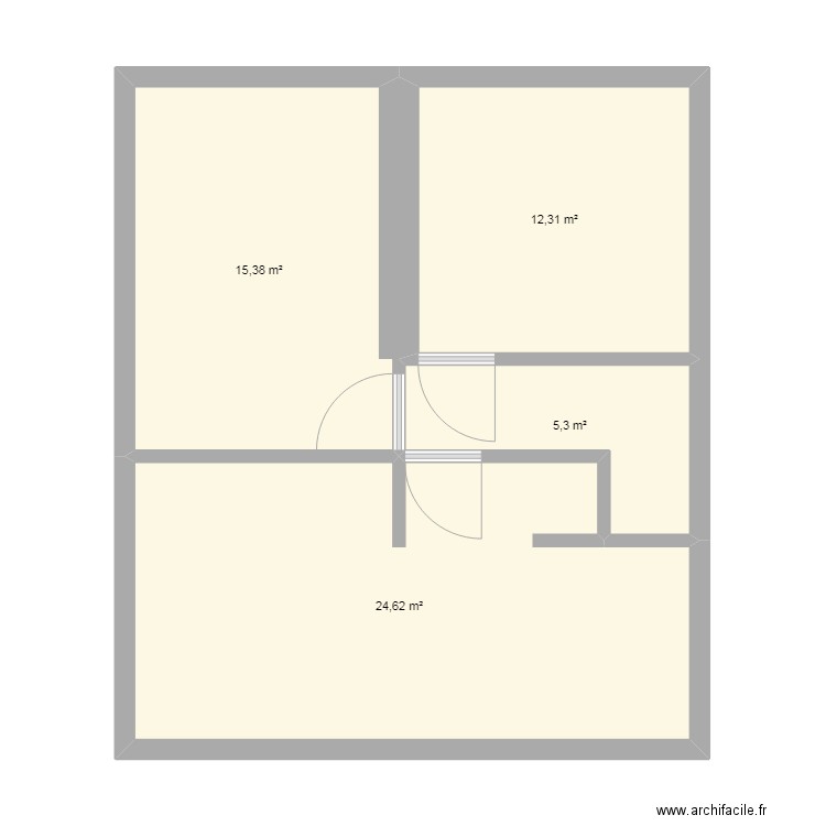 Travail Harrats. Plan de 4 pièces et 58 m2